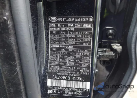 2017 Land Rover Range Rover Evoque Se/Se Premium from USA, damaged, VIN SALVP2BG5HH193016